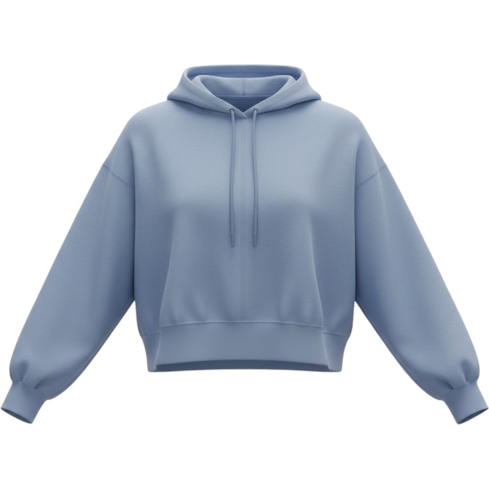 Lou & Grey Signature Soft Hoodie Dusty Blue Cropped Boxy Sweatshirt Large